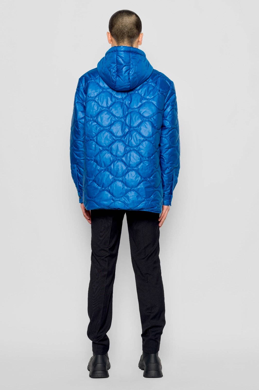 Giacca imbottita Wave blu reale con cappuccio