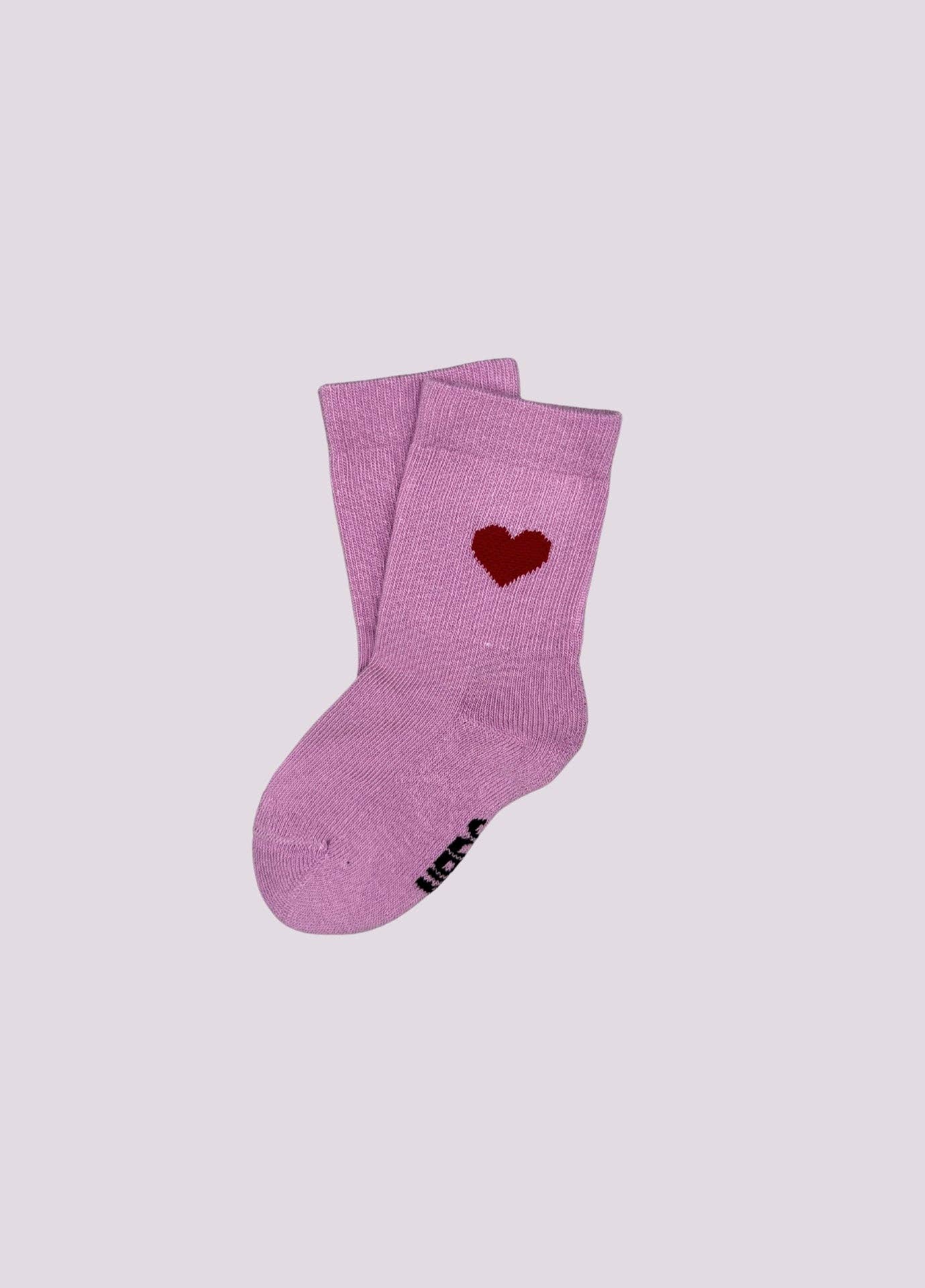 Calzini rosa con cuore rosso per bambini