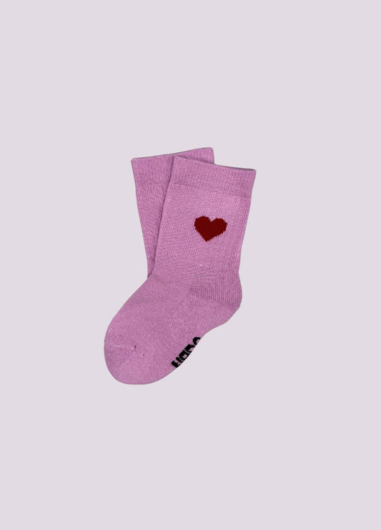 Calzini rosa con cuore rosso per bambini