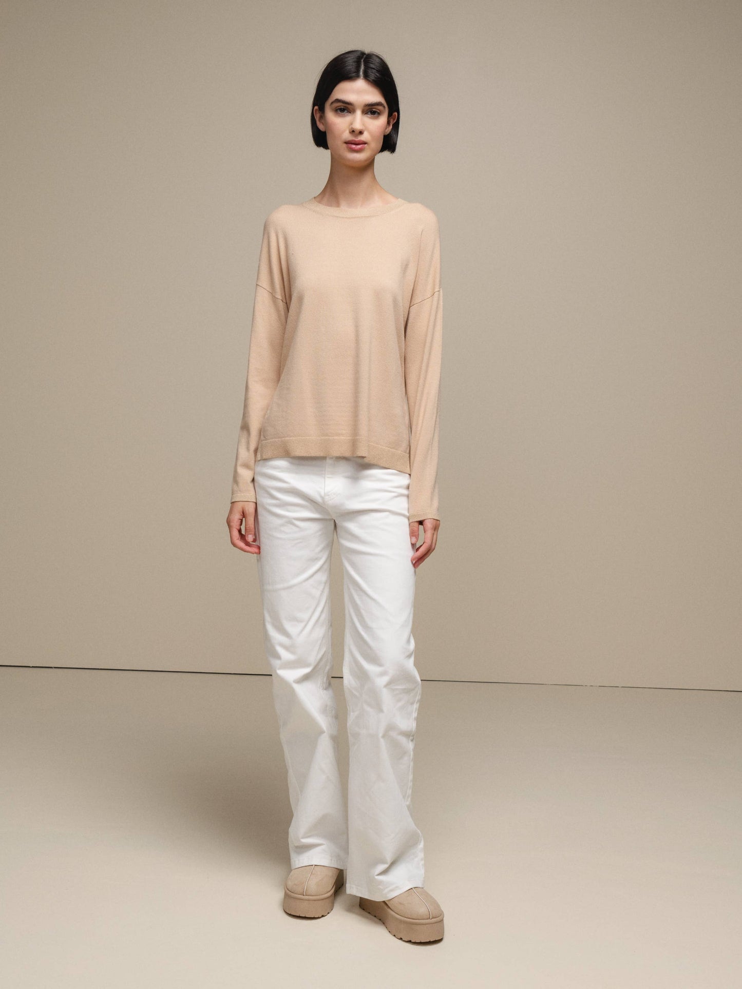 Maglione in maglia con lurex girocollo da donna