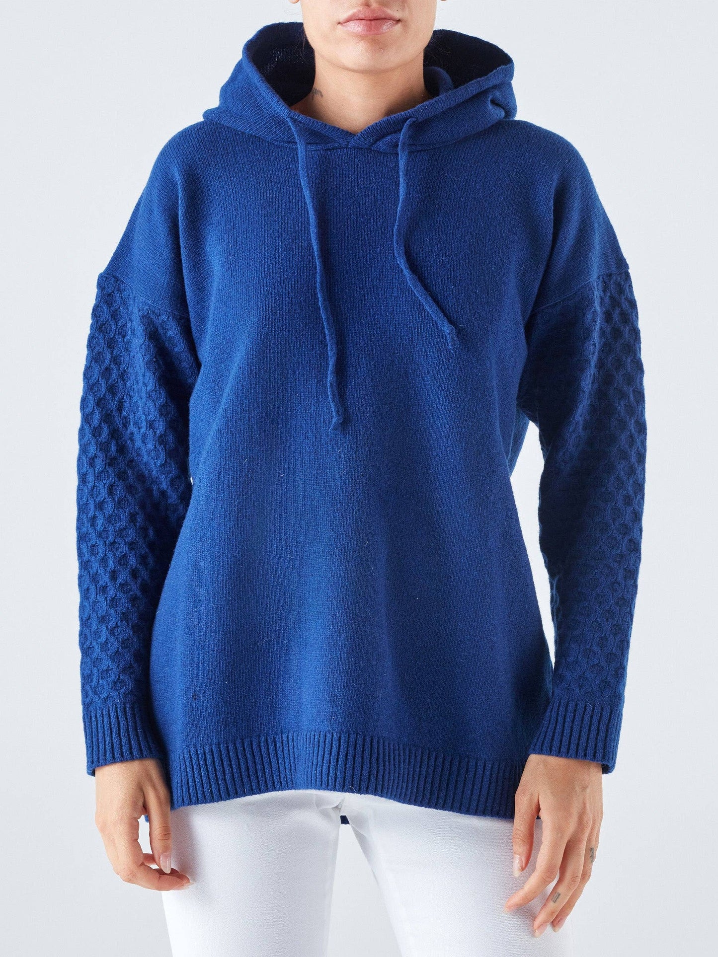 Felpa con cappuccio in maglia di lana