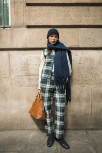 Pantaloni slim a quadri in cotone