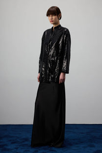 Kimono di paillettes nero con cintura