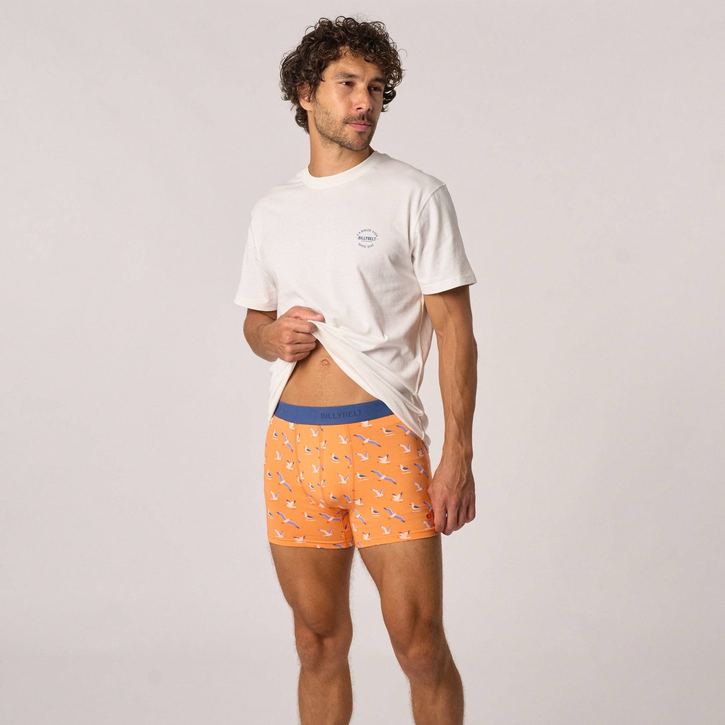 Boxer in cotone biologico con stampa gabbiani