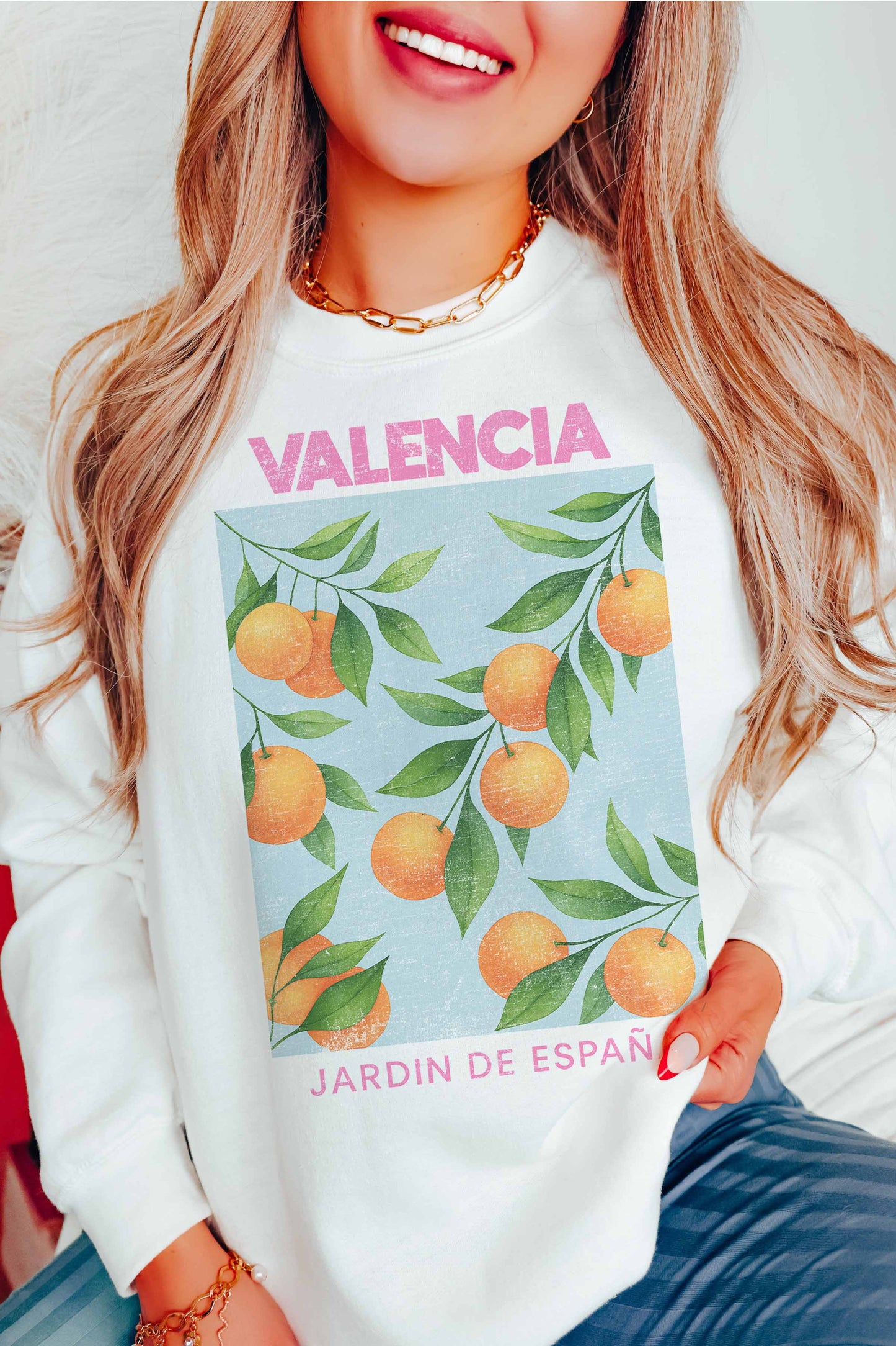 Felpa oversize Valencia España con stampa agrumi