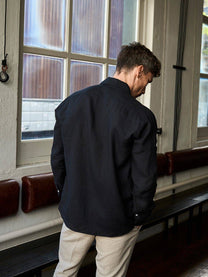 Camicia Verzasca in lino nera