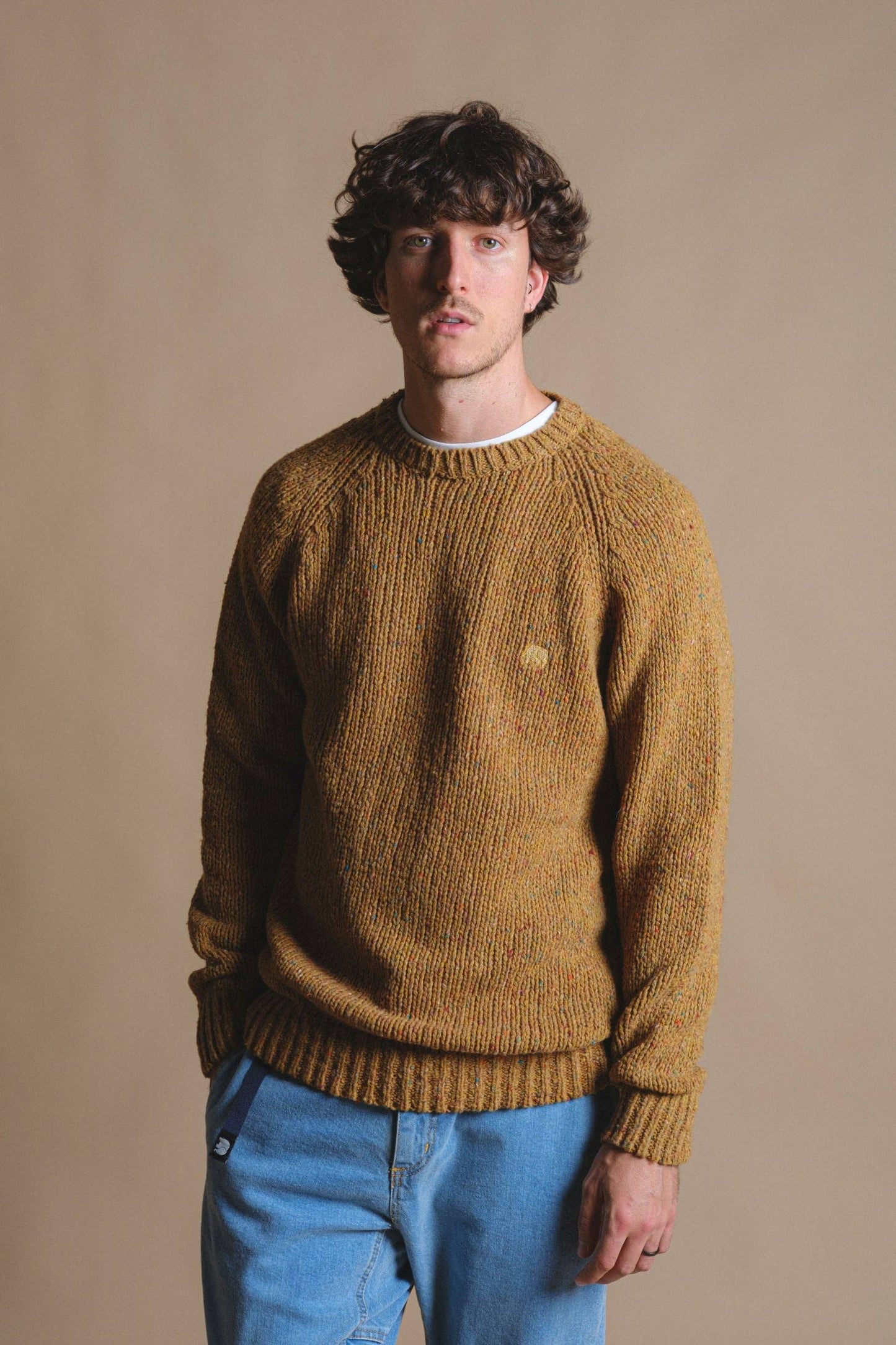Maglione uomo in maglia color Dijon