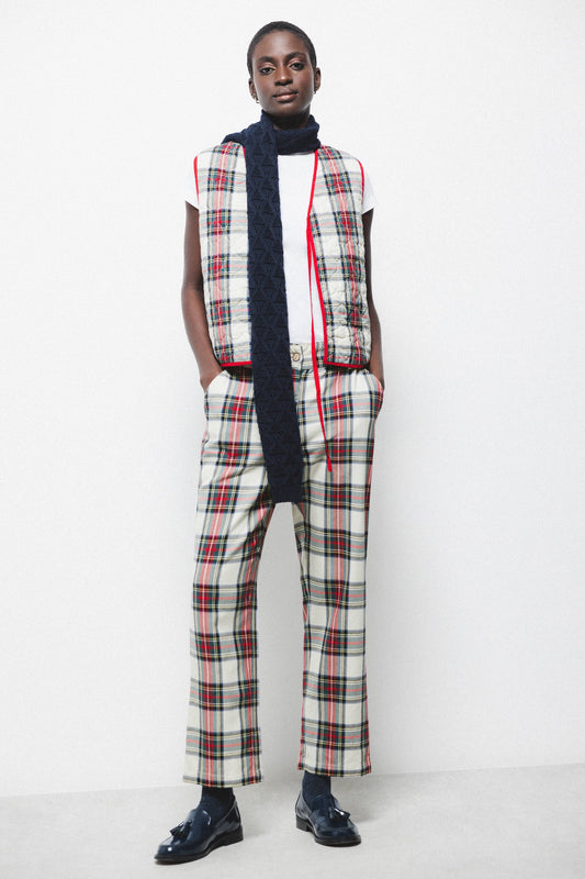 Pantaloni a sigaretta tartan in cotone