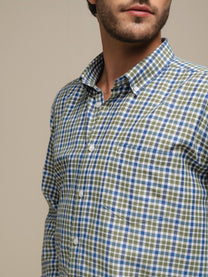 Camicia uomo a quadri in cotone misto