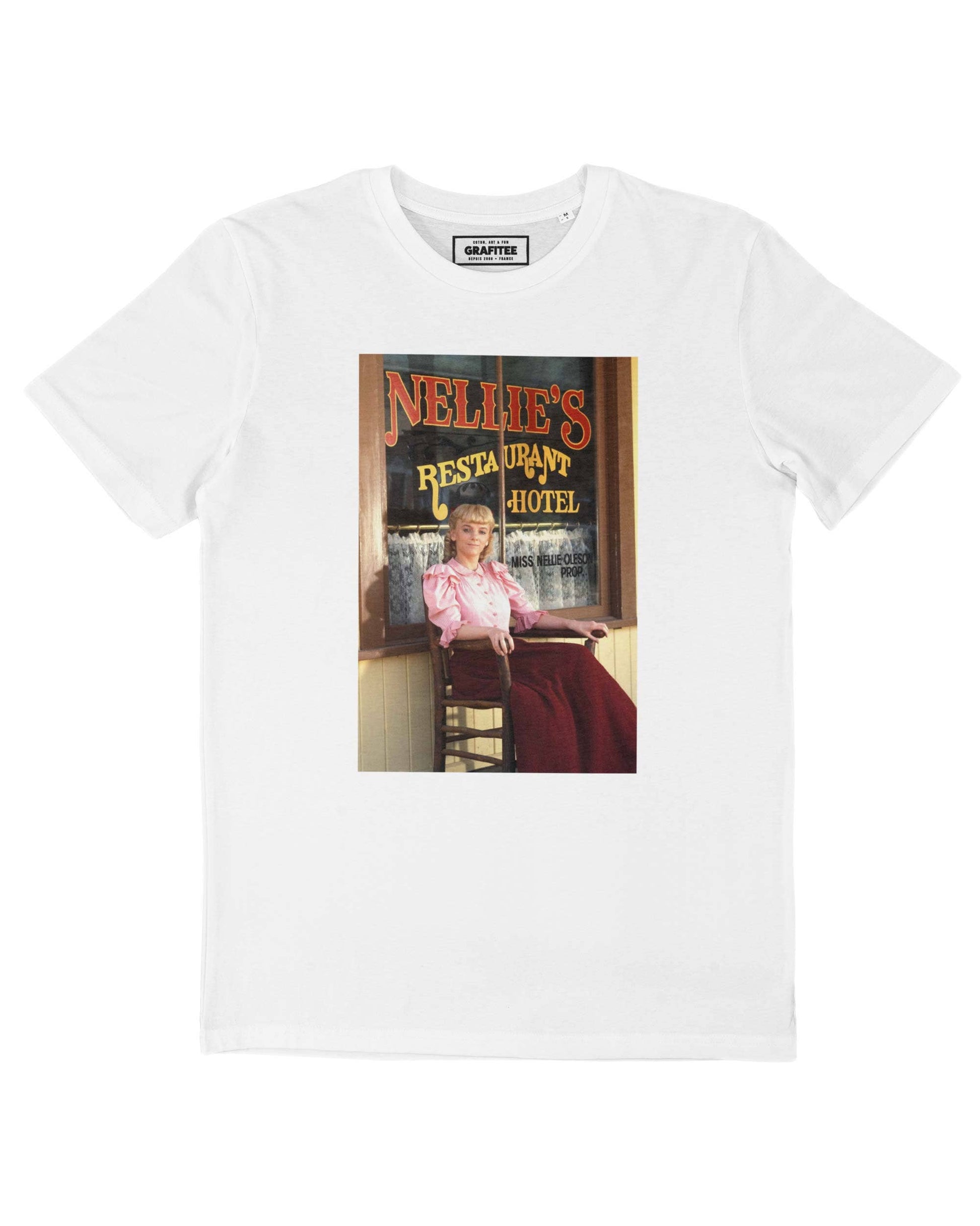 T-shirt unisex bianca con stampa vintage anni ’80