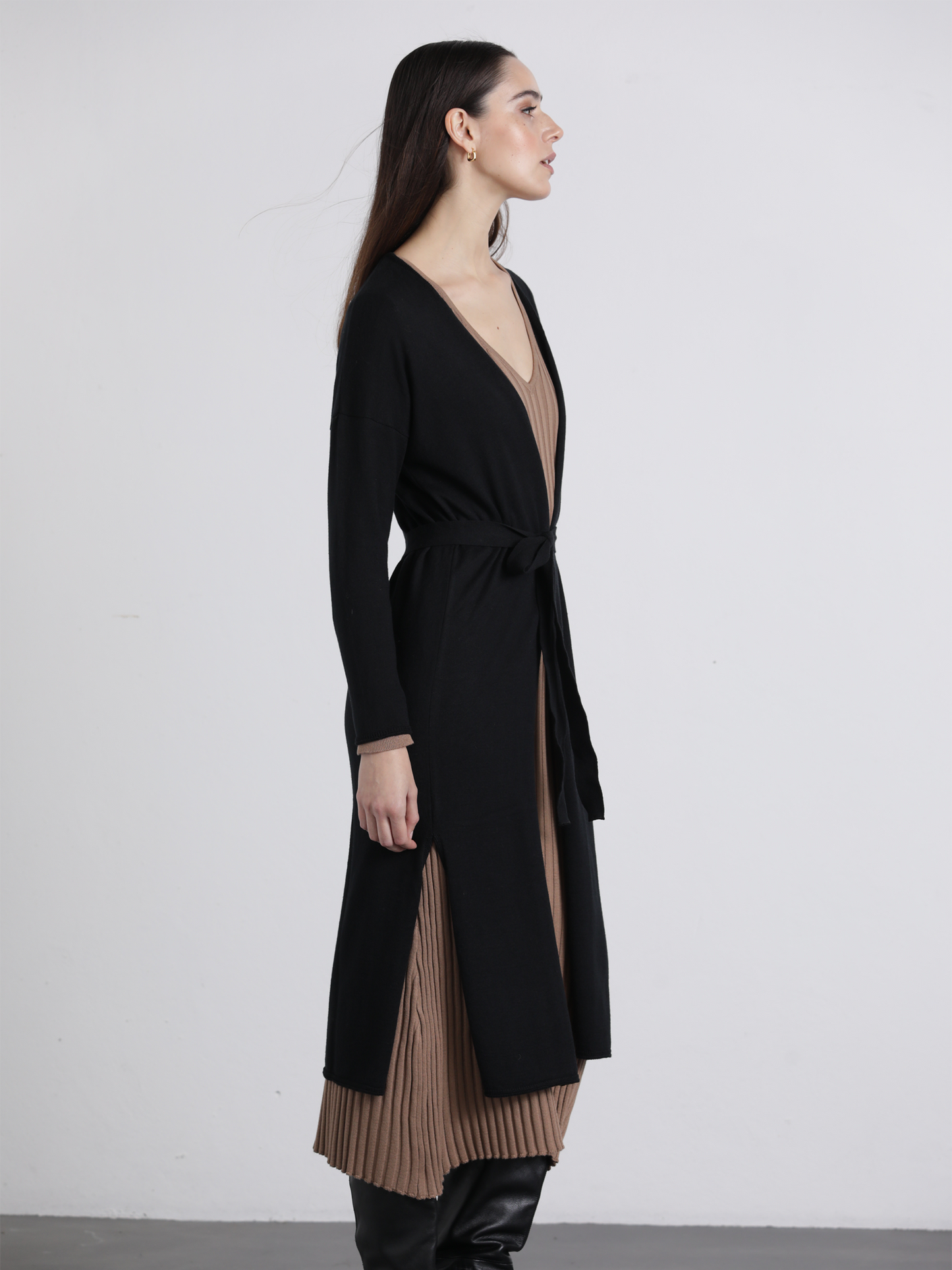 Cappotto lungo morbido con cintura