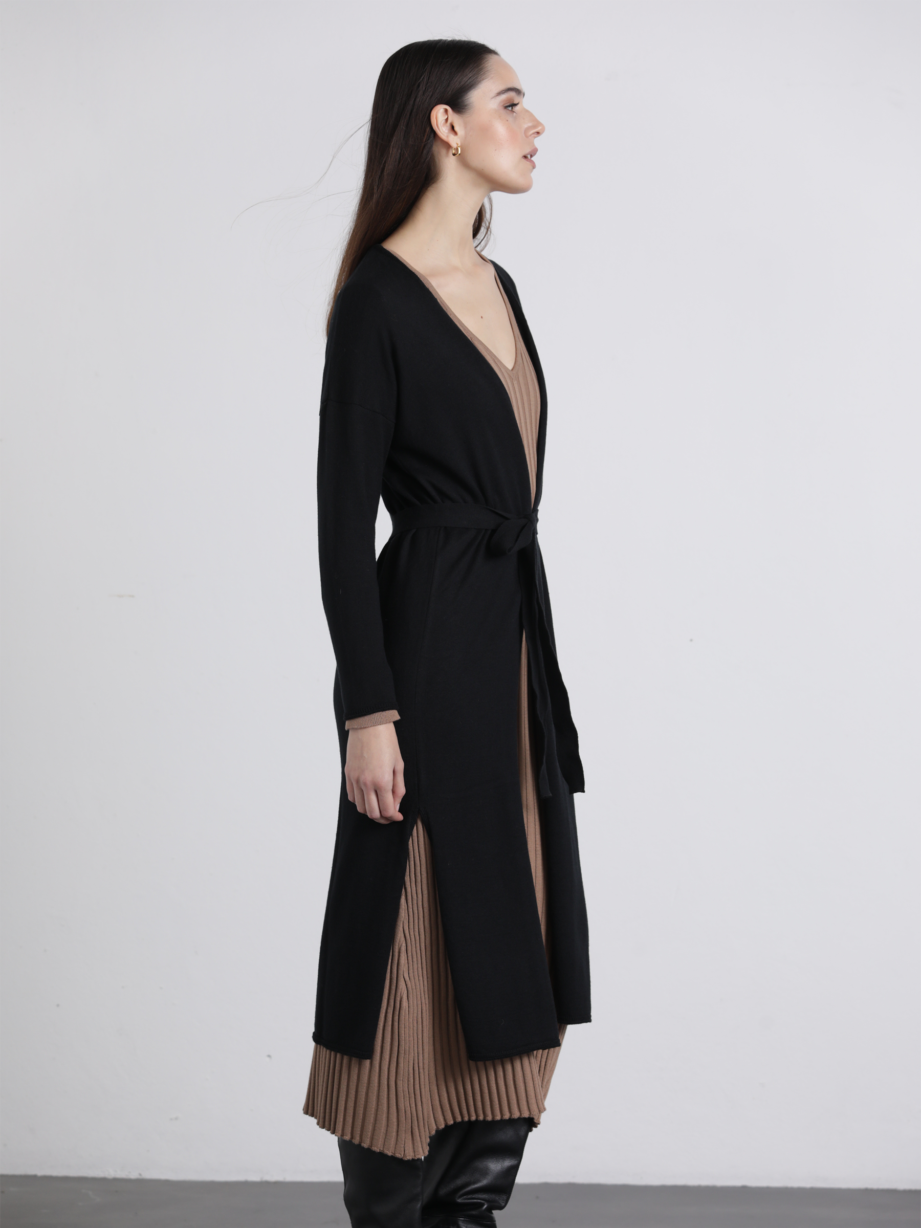 Cappotto lungo morbido con cintura