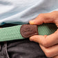 Cintura elastica intrecciata verde acqua con dettagli in pelle