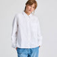Camicia Bianca in Popeline di Cotone Biologico con Maniche Raglan
