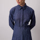 Completo camicia e pantaloni blu navy effetto stropicciato