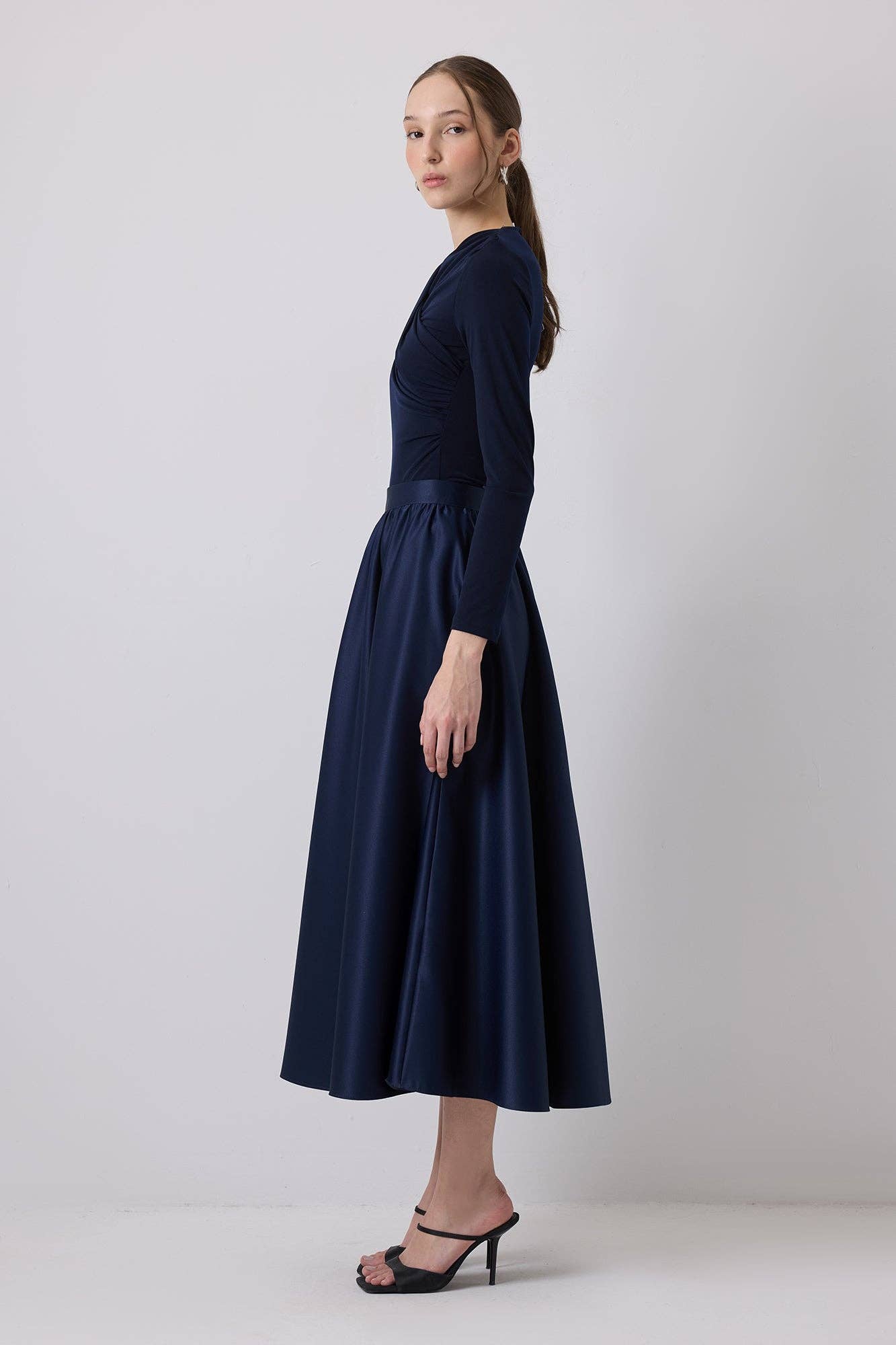 Body drappeggiato elegante blu navy