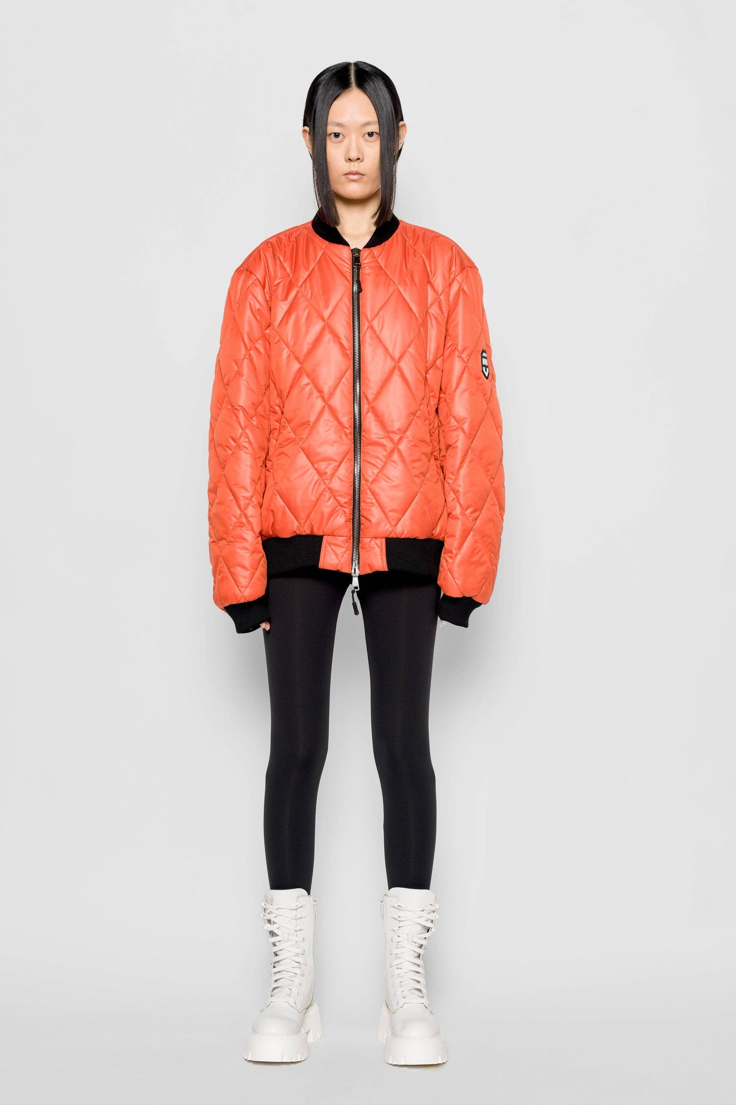 Bomber trapuntato a rombi arancione Gregorio