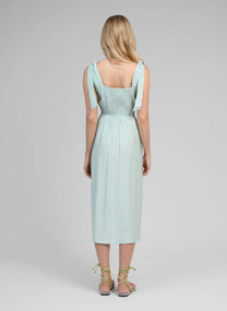Abito midi Manta color celadon con spalline annodate