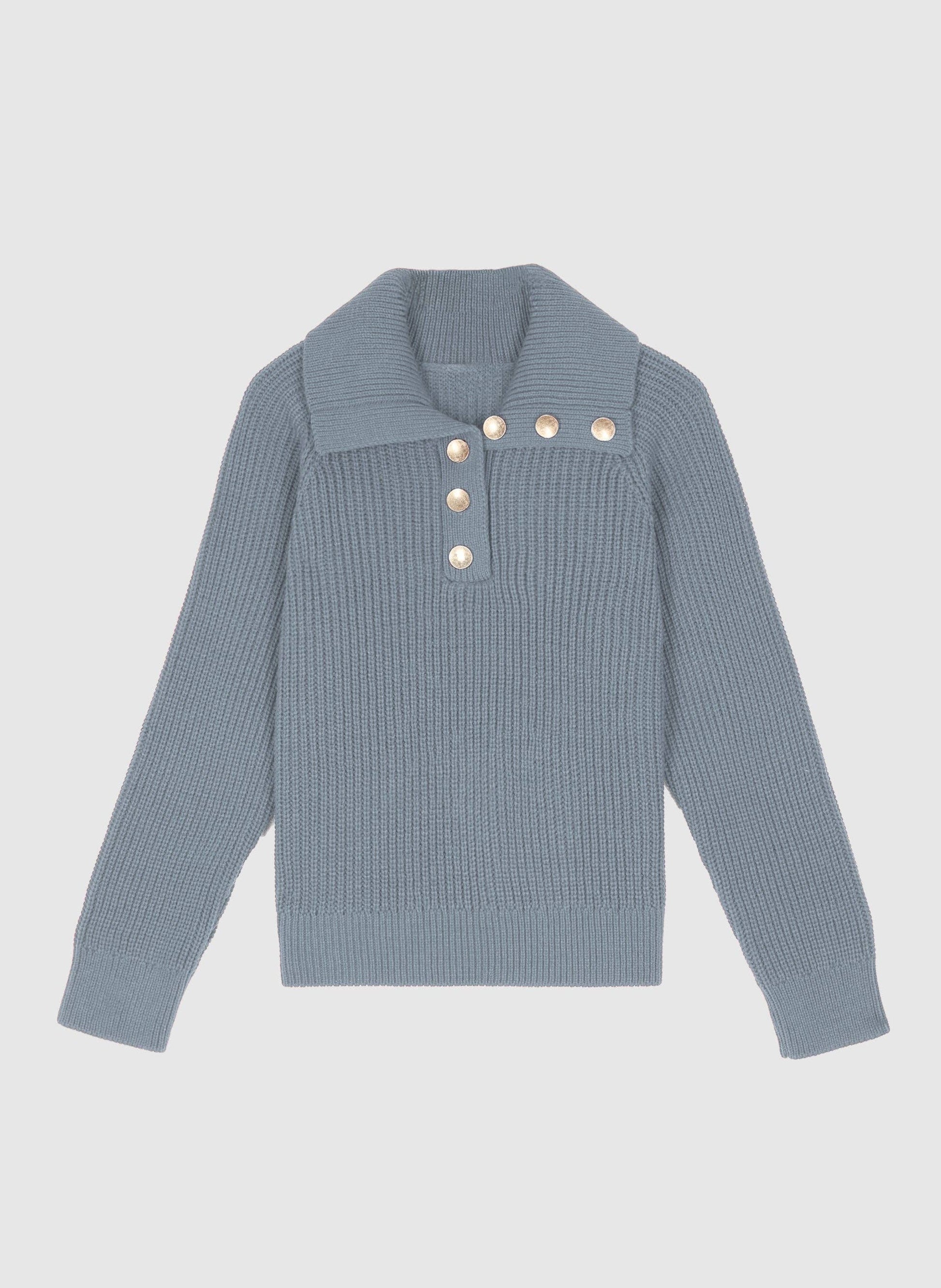 Maglione Venezia color cielo con bottoni metallici