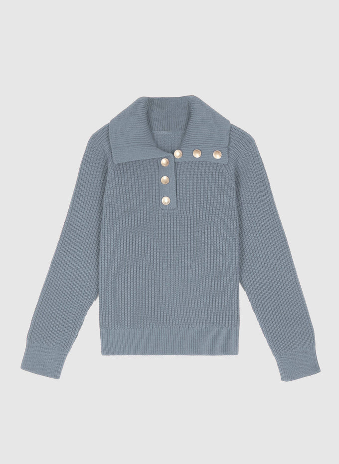 Maglione Venezia color cielo con bottoni metallici