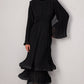 Abito lungo elegante in chiffon plissettato con maniche fluide