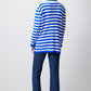 Cardigan lungo a righe con bottoni dorati