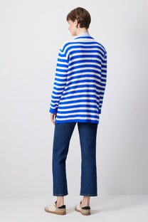 Cardigan lungo a righe con bottoni dorati