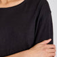 T-shirt in lino nera donna a girocollo