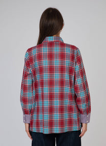 Camicia a quadri western rossa con ricami