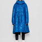Parka imbottito lungo con cappuccio staccabile blu reale