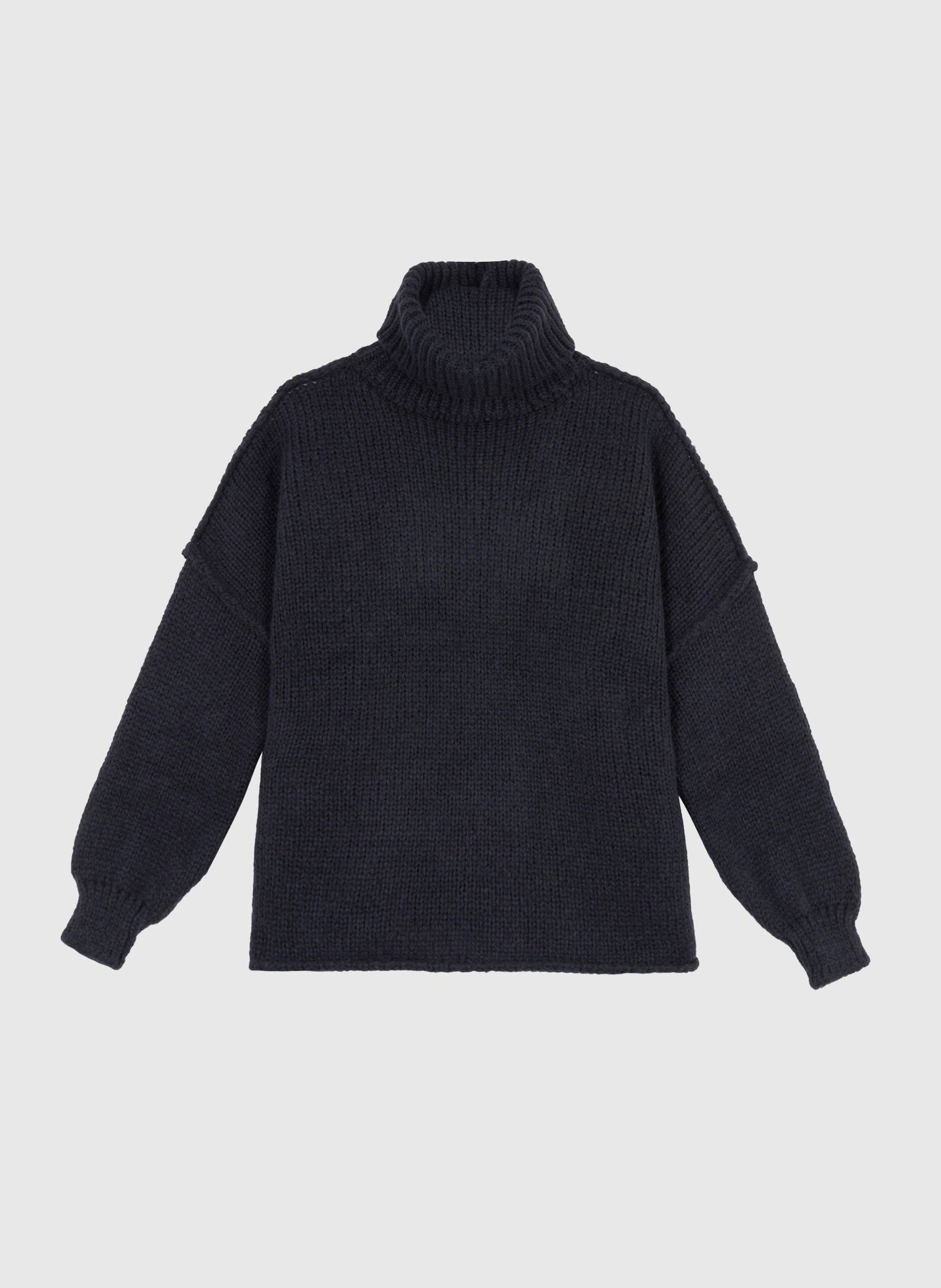 Maglione dolcevita oversize blu marino