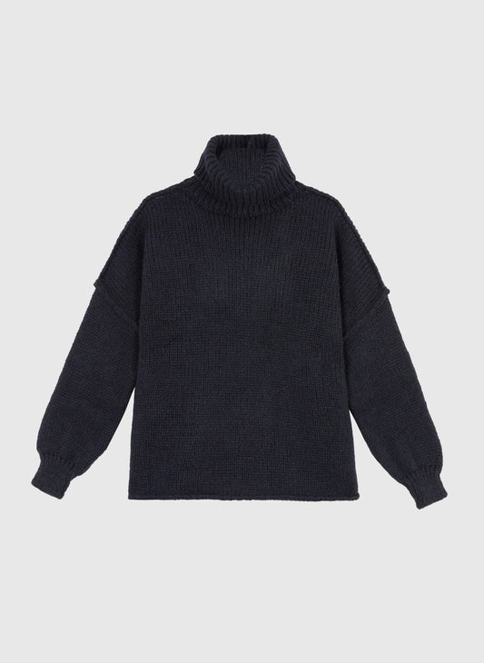 Maglione dolcevita oversize blu marino