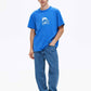 T-shirt blu elettrico con stampa scimmie