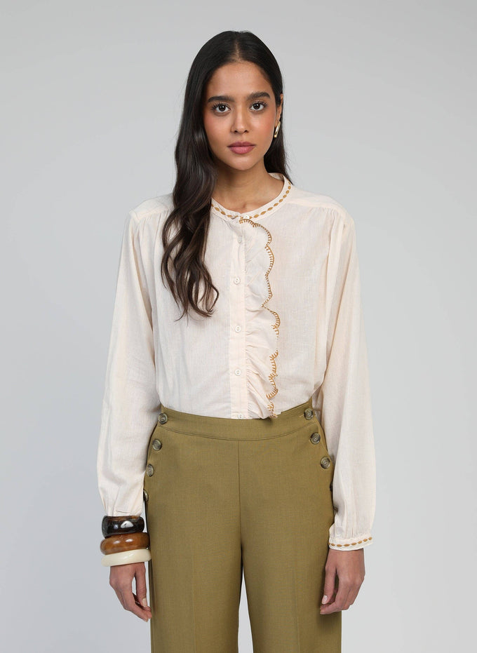 Camicia Soufiana nude in voile di cotone