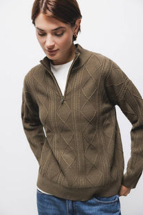 Maglione strutturato con zip al collo
