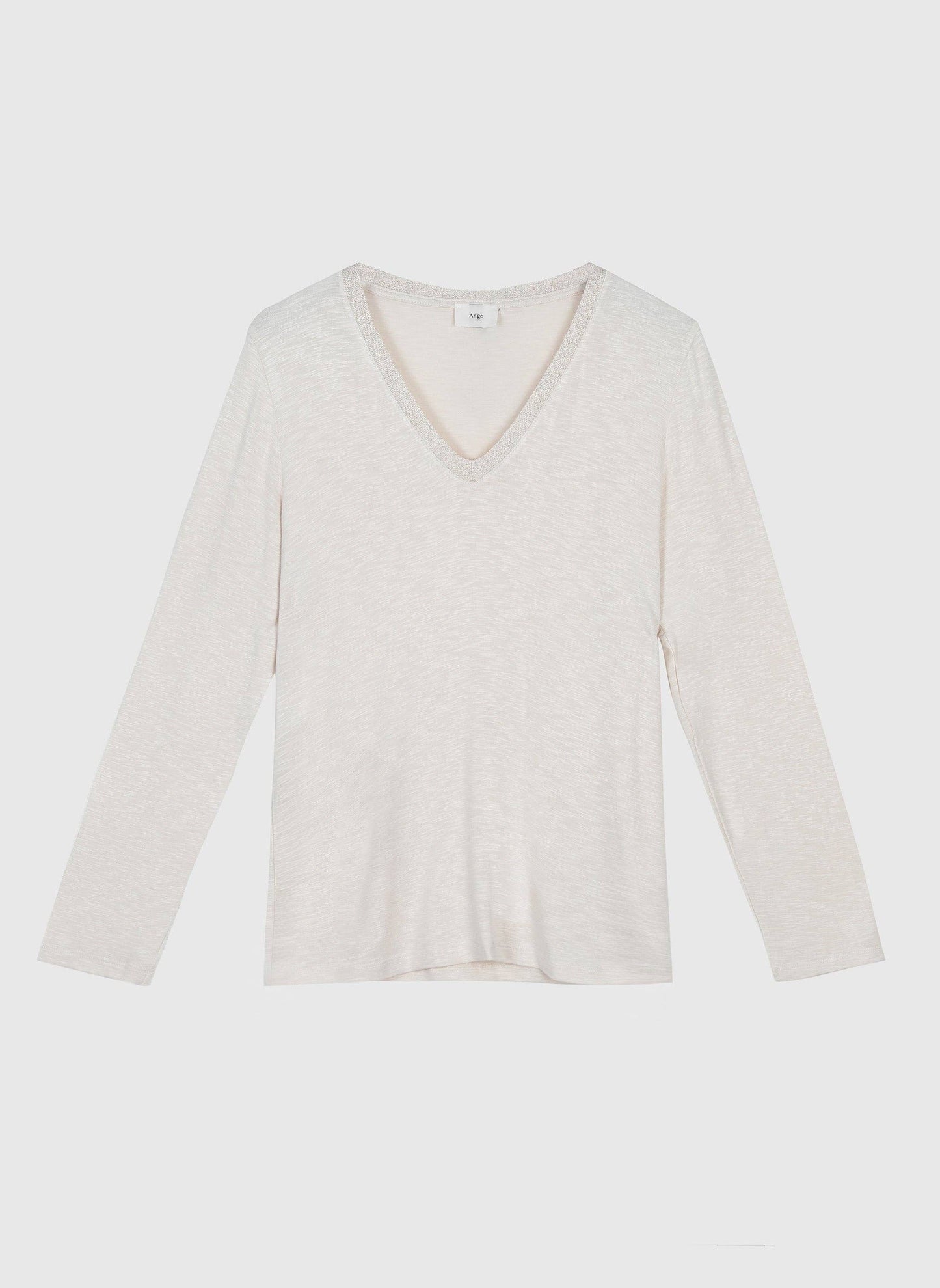 T-shirt Tenio écru a scollo V
