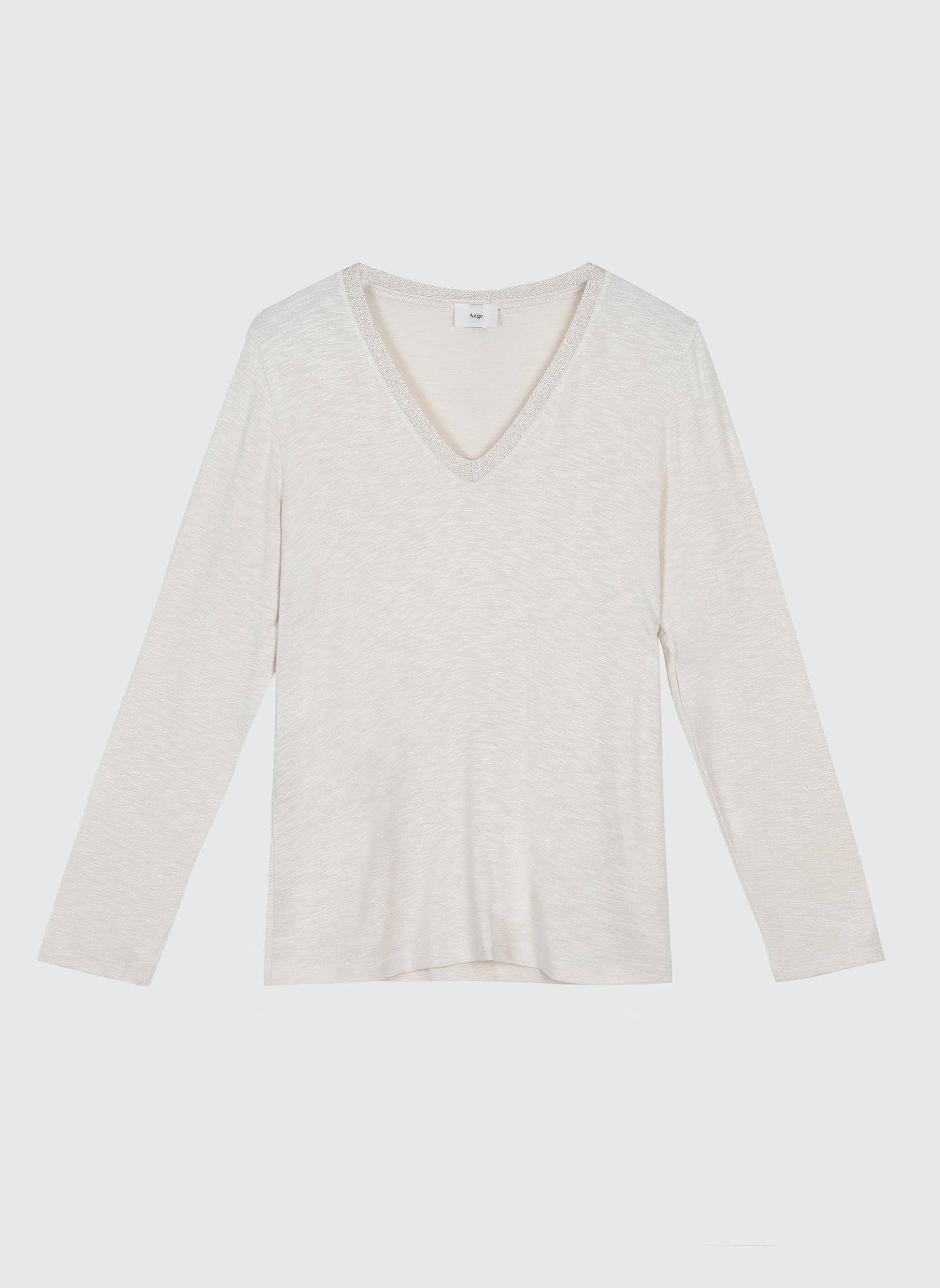T-shirt Tenio écru a scollo V