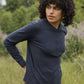 Henley donna in maglia waffle riciclata color zaffiro mélange