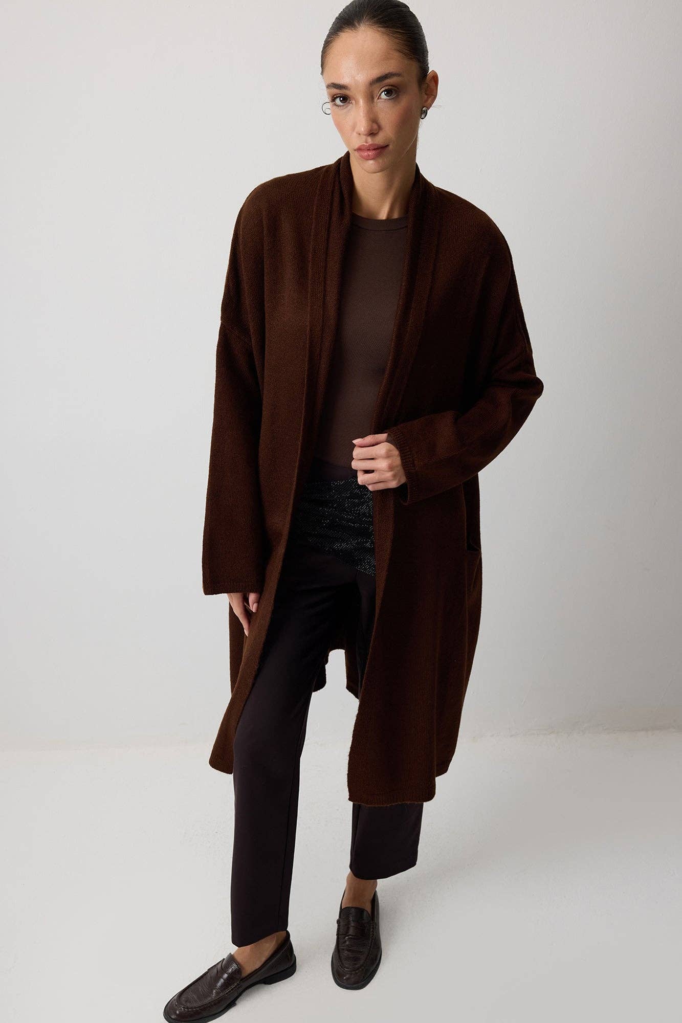 Cardigan oversize in maglia con tasca