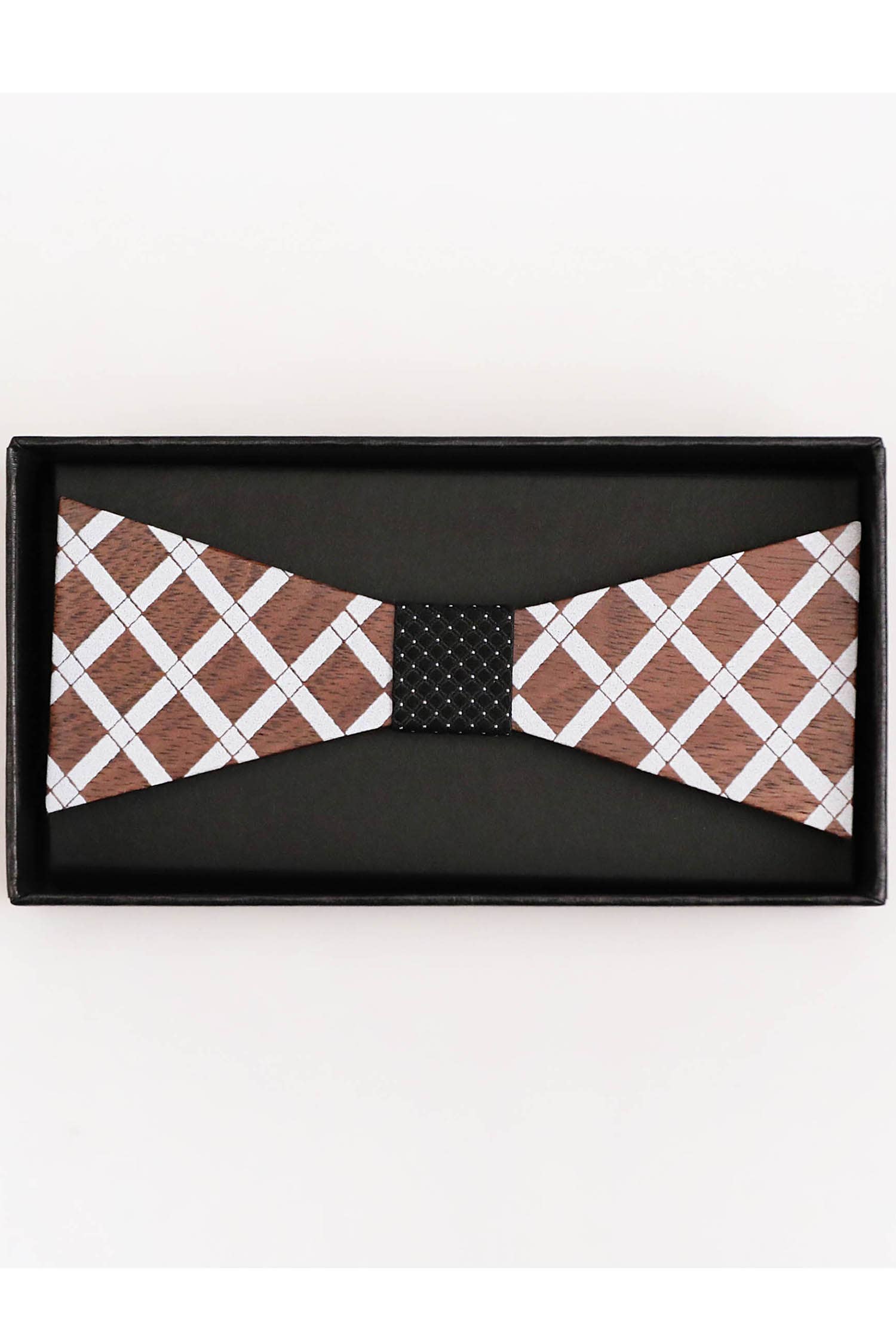 Set papillon in legno con fazzoletto da taschino coordinato