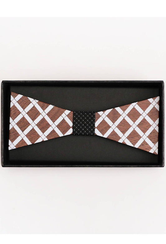 Set papillon in legno con fazzoletto da taschino coordinato