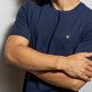 T-shirt blu antimacchia in cotone elasticizzato
