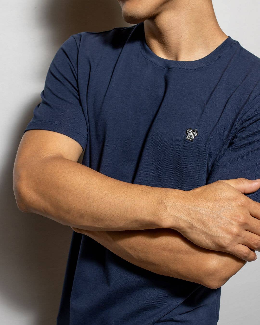 T-shirt blu antimacchia in cotone elasticizzato