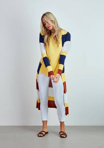 Cardigan lungo a righe in viscosa