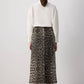 Gonna midi in gabardine a stampa leopardata
