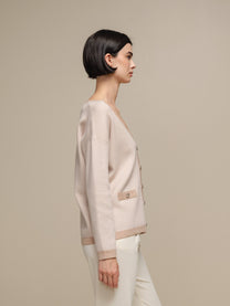 Cardigan in maglia a spina di pesce con bottoni