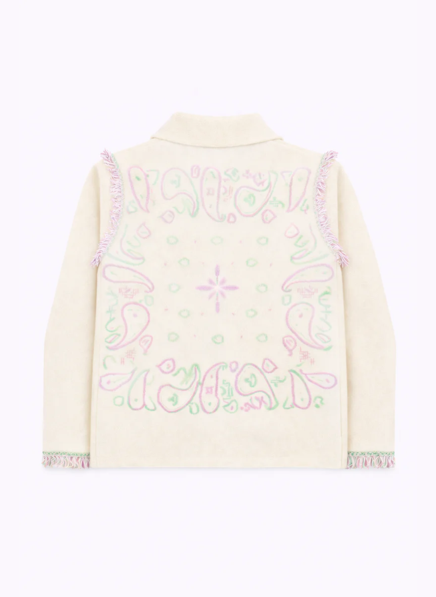 Gilet Nisani vaniglia con frange e ricami