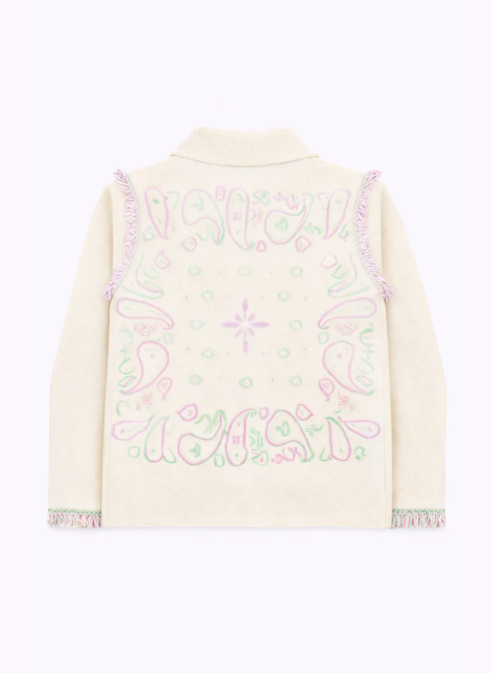 Gilet Nisani vaniglia con frange e ricami