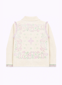 Gilet Nisani vaniglia con frange e ricami
