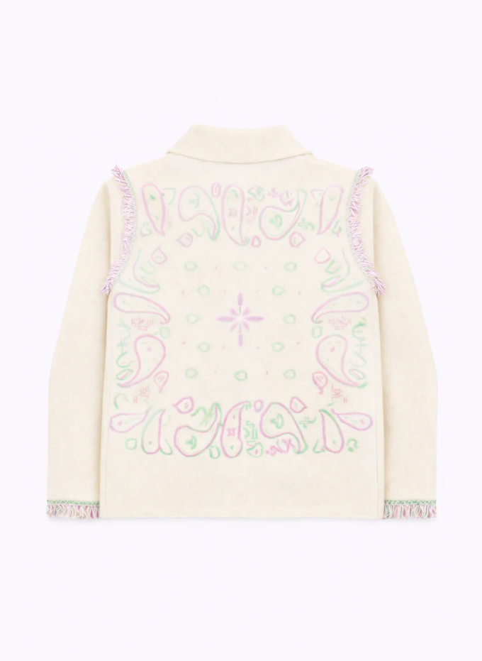 Gilet Nisani vaniglia con frange e ricami